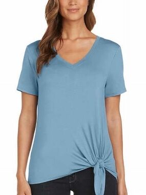 Matty M Side Tie Short Sleeve Blue Tunic Ladies XXL